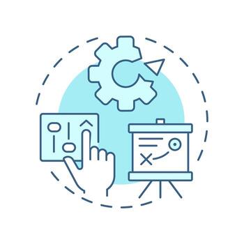 Loss of control soft blue concept icon. Feel powerless and defensive to innovations. Barrier to change. Round shape line illustration. Abstract idea. Graphic design. Easy to use in presentation vector