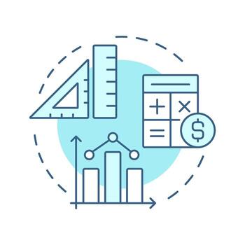 Numeracy skills soft blue concept icon. Understand and work with numbers everyday. Life competencies. Round shape line illustration. Abstract idea. Graphic design. Easy to use in article vector