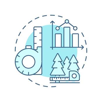 Forest inventory soft blue concept icon. Ecosystem growth, control. Reforestation, sustainability. Round shape line illustration. Abstract idea. Graphic design. Easy to use in brochure, booklet vector