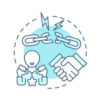 Luck of trust in leadership soft blue concept icon. Organization management problems. Barrier to change. Round shape line illustration. Abstract idea. Graphic design. Easy to use in presentation vector