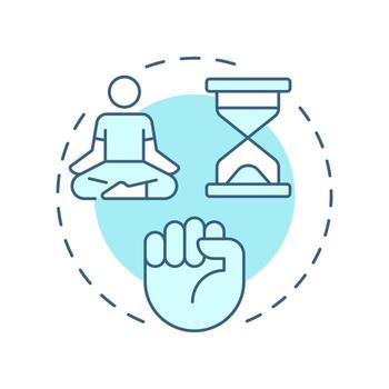 Self control soft blue concept icon. Regulate emotions, impulses, and behaviors. Emotional regulation skills. Round shape line illustration. Abstract idea. Graphic design. Easy to use in article vector