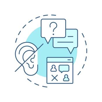 Bad communication soft blue concept icon. Cause of confusion, rumors and mistrust. Barrier to change. Round shape line illustration. Abstract idea. Graphic design. Easy to use in presentation vector