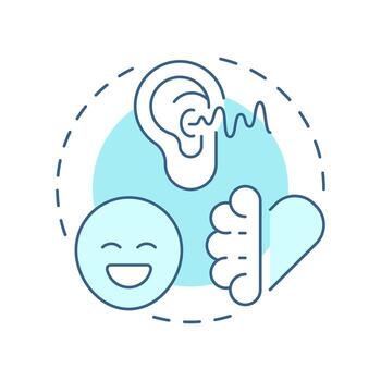 emocional habilidades suave azul concepto icono. reconocer, entender, Rápido sentimientos. vida competencias redondo forma línea ilustración. resumen idea. gráfico diseño. fácil a utilizar en artículo vector