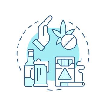 Substance use management soft blue concept icon. Maintain healthier lifestyles. Addiction prevention. Life skill. Round shape line illustration. Abstract idea. Graphic design. Easy to use in article vector