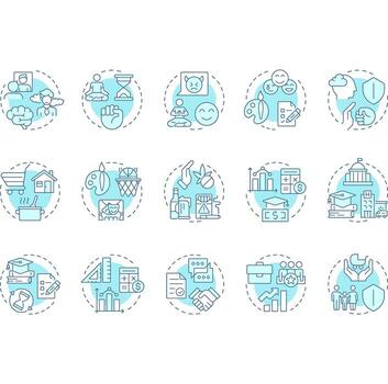 Various concept icons in blue and white vector