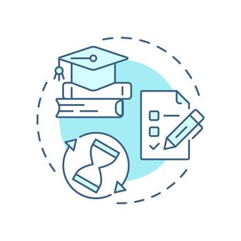 Study skills soft blue concept icon. Strategies and techniques of effective learning. Life competencies. Round shape line illustration. Abstract idea. Graphic design. Easy to use in article vector