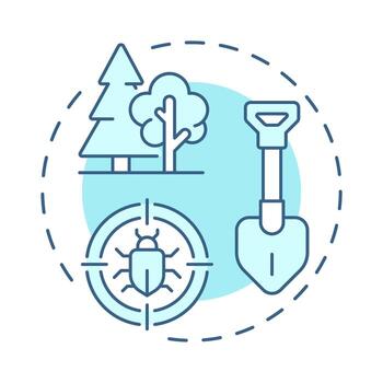 SIlviculture soft blue concept icon. Pest control. Tree planting. Ecosystem growth, preservation. Round shape line illustration. Abstract idea. Graphic design. Easy to use in brochure, booklet vector