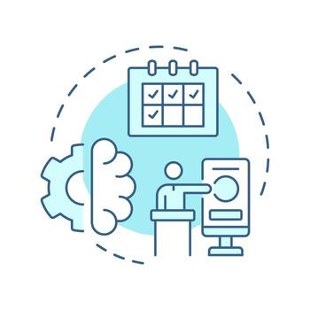 Life skills workshops soft blue concept icon. Learning sessions for personal development. Self education sources. Round shape line illustration. Abstract idea. Graphic design. Easy to use in article vector