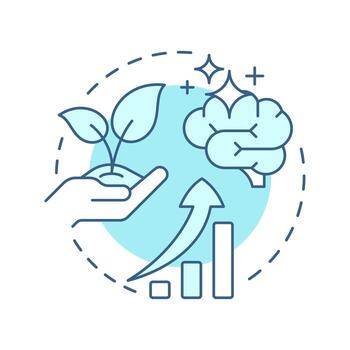 crecimiento mentalidad suave azul concepto icono. ver retos como oportunidades a mejorar habilidades. vida competencias redondo forma línea ilustración. resumen idea. gráfico diseño. fácil a utilizar en artículo vector