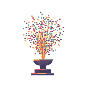 abstract digitaal fontein met kleurrijk pixel explosie. creativiteit en gegevens visualisatie concept. geïsoleerd Aan transparant achtergrond png