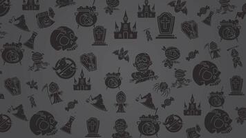 Animated Halloween pattern with fun dark seamless pattern. doodles halloween suitable for invitations, wallpaper and backgrounds. Loop motion graphic. video