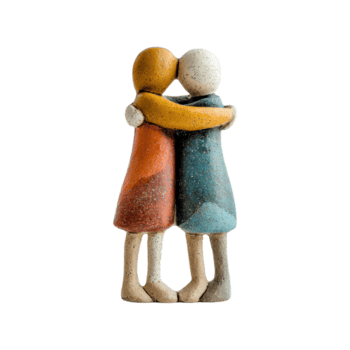 Two Abstract Figures Embracing. Symbol Of Friendship And Unity. Isolated On Transparent Background png