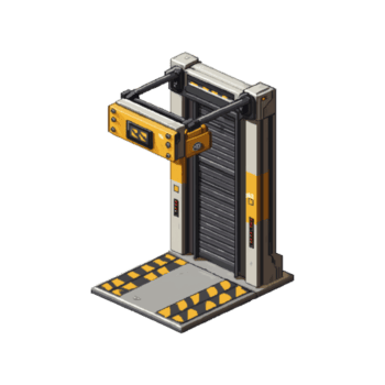 futuristische industrieel poort met veiligheid Kenmerken. Geavanceerd toegang controle systeem. geïsoleerd Aan transparant achtergrond png