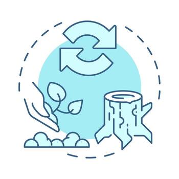 Reforestation soft blue concept icon. Tree growing, regenerative agriculture. Ecology preservation. Round shape line illustration. Abstract idea. Graphic design. Easy to use in brochure, booklet vector