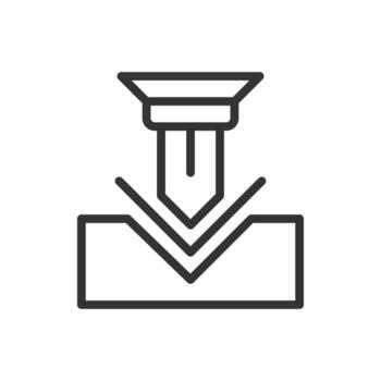 Bending line icon. Metalworking, manufacturing. Production process, machinery. Engineering, technology. Isolated illustration. Outline symbol. Simple linear drawing. Editable stroke vector