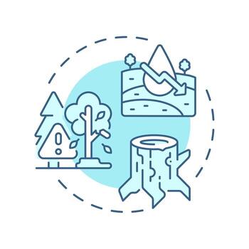 bosque degradación suave azul concepto icono. agua contaminación, deforestación. clima cambiar, ilegal Inicio sesión. redondo forma línea ilustración. resumen idea. gráfico diseño. fácil a utilizar en folleto vector