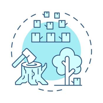 Deforestation soft blue concept icon. Illegal logging, timber. Forest damage, environment. Round shape line illustration. Abstract idea. Graphic design. Easy to use in brochure, booklet vector