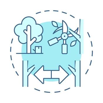 Thinning soft blue concept icon. Ecosystem health, environment. Forest sustainability. Round shape line illustration. Abstract idea. Graphic design. Easy to use in brochure, booklet vector