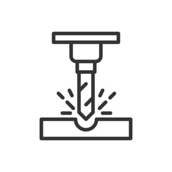 CNC machining line icon. Precise machinery, metalwork technology. Material processing, engineering. Isolated illustration. Outline symbol. Simple linear drawing. Editable stroke vector