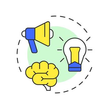 Need recognition multi color concept icon. Decision making, thinking. Advertising, idea. Round shape line illustration. Abstract idea. Graphic design. Easy to use in infographic, article vector