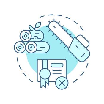 ilegal Inicio sesión suave azul concepto icono. licencia rechazar. encofrado industria, deforestación. redondo forma línea ilustración. resumen idea. gráfico diseño. fácil a utilizar en folleto, folleto vector