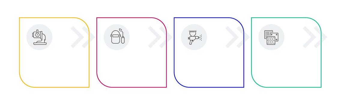 Metal product manufacturing infographic template. Powder coating. Data visualization with 4 steps. Process design. Editable rectangular options info graphics vector