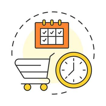 Recency multi color concept icon. Time management, control. Purchase, commerce. Calender, planner. Round shape line illustration. Abstract idea. Graphic design. Easy to use in infographic, article vector