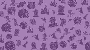 Animated Halloween pattern with fun purple seamless pattern. doodles halloween suitable for invitations, wallpaper and backgrounds, Loop motion graphic video