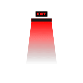 uma brilhando vermelho Saída placa fundição uma brilhante vermelho luz viga para baixo, simbolizando emergência saída, fuga rota, ou segurança direção dentro baixo claro. png