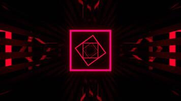 turkos och rosa fyrkant cyber korridor med abstrakt neon glöd bakgrund vj slinga i 4k video