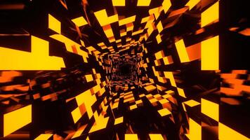 orange rektangulär kaklade neon textur i roterande tunnel bakgrund vj slinga i 4k video