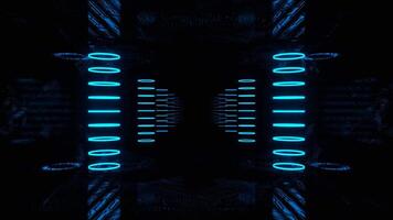 Blue Neon Cyber Highway with Hologram Columns Background VJ Loop in 4K video