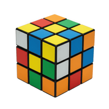 un' colorato parzialmente risolto rubik S cubo su un' trasparente sfondo png