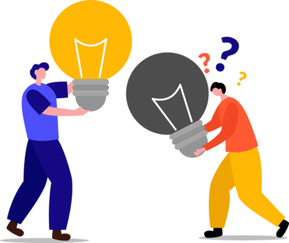 conceito do fornecendo criativo Ideias. trabalho em equipe conceito para problema resolvendo. problema e solução dentro o negócio resolução para Veja Ideias com a pessoas trabalhando conceito png