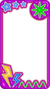 3d roxa néon estrelas e relâmpago vertical quadro, Armação png