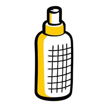 Hand drawn yellow and black bottle with grid pattern on white background container vector