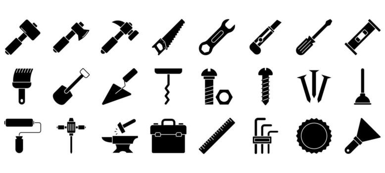 Minimalist Tools line icons set with editable stroke vector