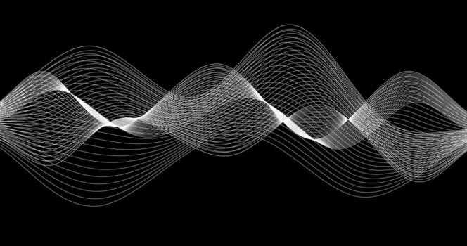 Particles Wave on Dark background with Black and white pattern vector