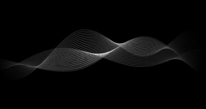 White wave of particles on Black Background in Futuristic technology style vector