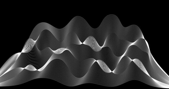 geografía cuadrícula con dinámica olas negro y blanco modelo para Ciencias tecnología vector