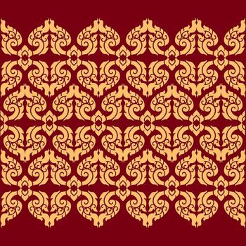 Abstract Kanok Curvy Line Repeating Pattern Background Art Print vector