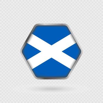Scotland flag in a hexagon frame. vector