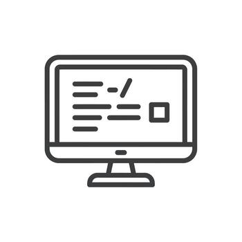 computadora monitor icono - datos Procesando, software, tecnología, ilustración, blanco antecedentes vector