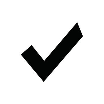 Black Check Mark Icon, Simple Tick Symbol, Isolated on White Background, right vector