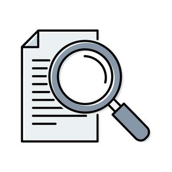 Document Search Icon Magnifying Glass on Paper, Analysis, document icon vector