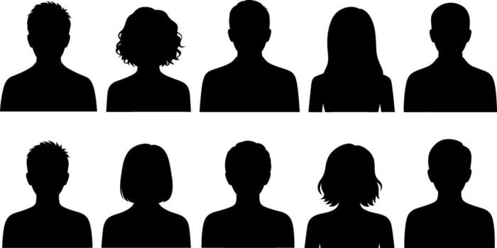 Diverse Group of People Silhouettes Representing Unity and Diversity Concept vector