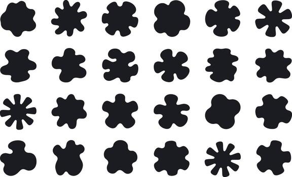Collection of abstract black shapes on white background a minimal design vector