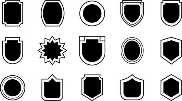 Collection of Black and White Frame and Shield Shapes Design Elements vector