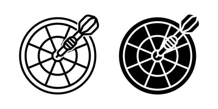 Darts icon set. A minimalist illustration. design suitable for various applications such as business target, achieve goal, and marketing strategy. Isolated on white background. vector