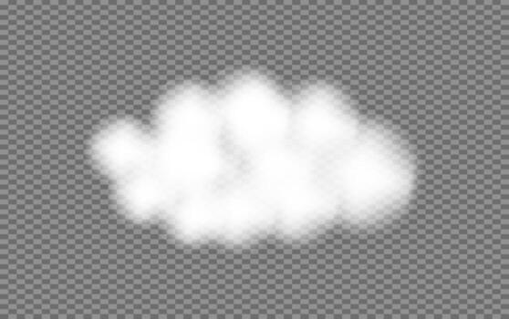 Realistic white fluffy Cloud. Cloudy weather in 3d style. Soft blur effect. Overlay sky element for banner poster card vector